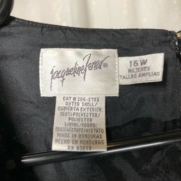 Vintage Jacqueline Ferrar Short-Sleeve Black Midi Dress 90s Size 16W - Picture 3 of 3